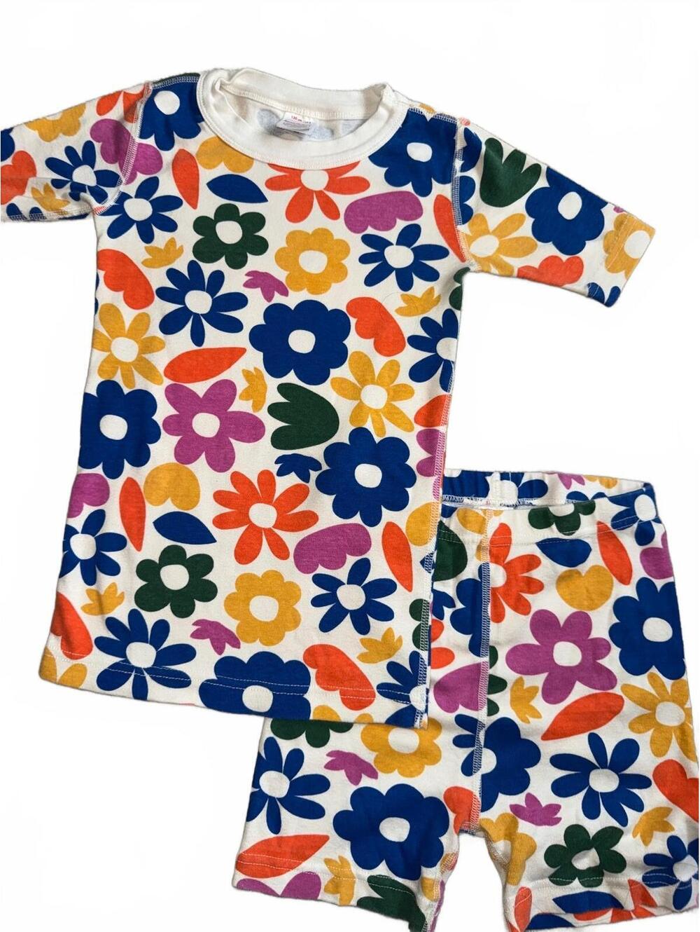 Hanna Andersson Mod Floral Kids Floral Short Set 130 cm US 8 Organic Cotton